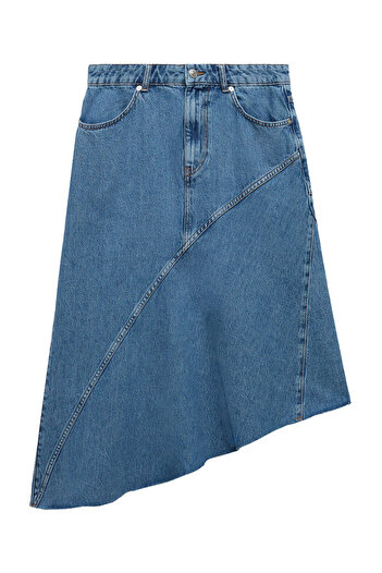 MANGO Woman Fusta denim asimetrică