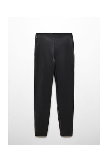 MANGO Woman Leather-effect leggings with split hems