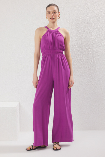Trendyol Collection Purple Maxi Jumpsuit with Wide Leg and Drawstring Detail - Twoss23Tu00121