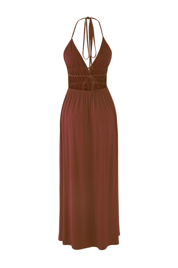 Trendyol Collection Καφέ Maxi Woven Cut Out/Window Beach Φόρεμα TBESS25EL00077