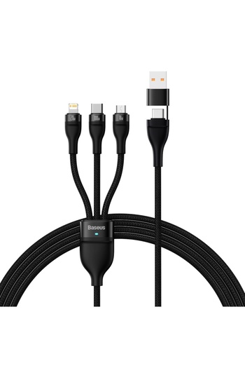 Baseus 1.2m Black 3 in 1 USB Type C Cable for iPhone 15 14 13 12 Pro Charger Cable 100W Micro USB Ty