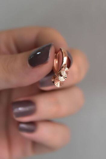 Papatya Silver 925 Ayar Gümüş Rose Kaplama Fırfırlı Pullu Halka Küpe