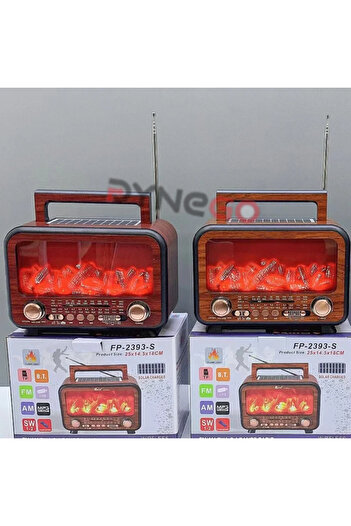 Dynego Şömine Bluetooth Radyo Retro Tasarımlı Alev Işıklı Çok Bantlı Şarj Edilebilir Hoparlör