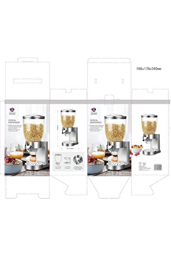 ORCHID Cereal Dispenser 3.5L, Plastic Dry Food & Grain Storage, Canned Food Container