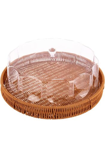 AKDC Rattan Cake Display Stand With Acrylicid - Modern And Durable Design