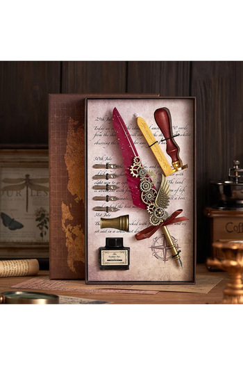 Wolawood Divit Inkwell Set Ottoman Calligraphy Line Art Antique Style Handmade Nostalgic Writing Set with Ink