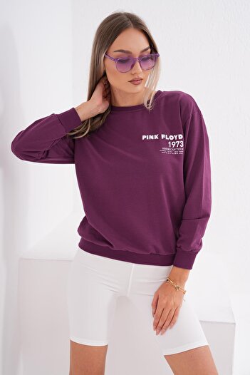 ŞİMAL Γυναικείο φούτερ Crew Neck - Λεπτομέρεια εκτύπωσης στην πλάτη, δύο κλωστές 245277