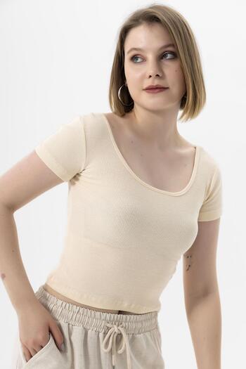 ŞİMAL Women's U-Neck Camisole Short T-Shirt