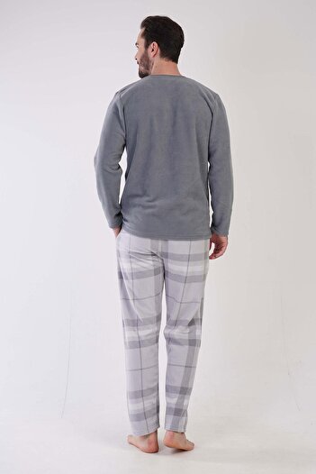 VİENETTA Σετ πιτζάμες Vienetta Man Ανδρικό Γκρι μακρυμάνικο Fleece