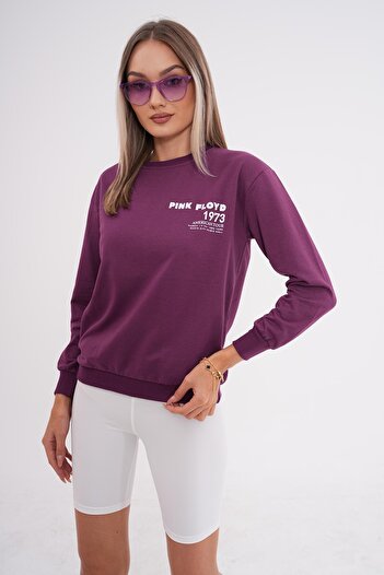 ŞİMAL Γυναικείο φούτερ Crew Neck - Λεπτομέρεια εκτύπωσης στην πλάτη, δύο κλωστές 245277