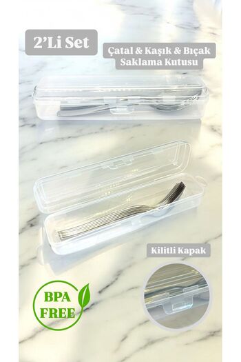 Bayev 2 Pieces Multix Dowry Fork Spoon Knife Storage Box - Travel Toothbrush Holder Organizer