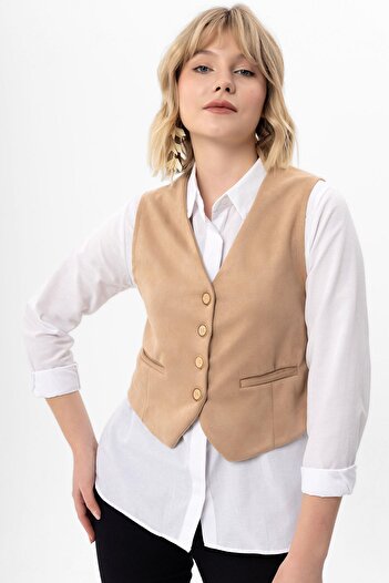ŞİMAL Women's Suede Vest 255064 -
