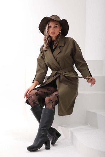 ŞİMAL Women's Double Button Long Trench Coat 255248 -