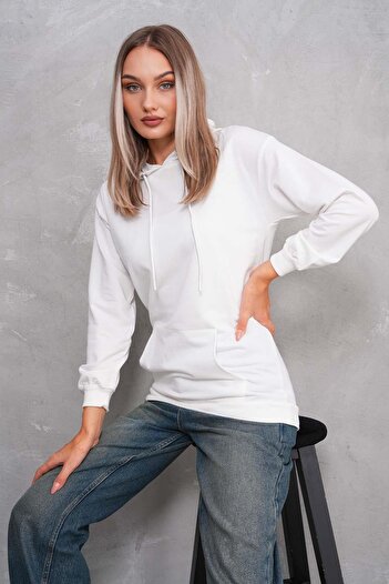 ŞİMAL Women's Kangaroo Pocket Hooded Two Thread Sweatshirt 255310 -