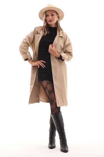 ŞİMAL Women's Double Button Long Trench Coat 255248 -
