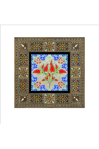 Sadrazam Ottoman Iznik Tile Pattern Printed Mdf Table 20X20 Kd-39
