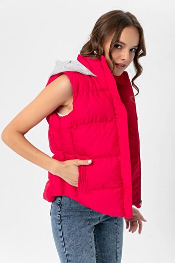ŞİMAL Women's Combed Cotton Hooded Gel Padding Inflatable Vest235000 -