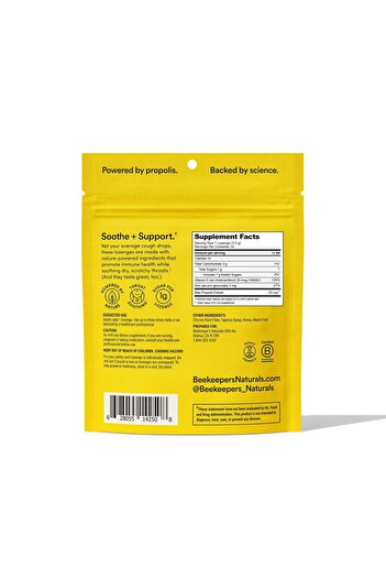 Beekeeper's Naturals Soothing Honey Cough Drops - Immune Support, Vitamin D, Zinc, Propolis - Beekeeper's Naturals, 14 Ct