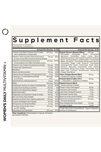 Codeage Women's Daily Multivitamin, 25+ Vitamins & Minerals, Fermented, Vegan - 120 Capsules