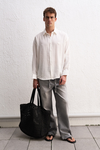 GIESTO Flowy Long Sleeve White Shirt