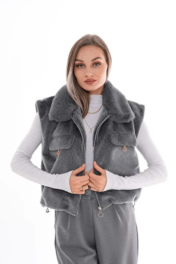 İKLİM LİFE Collar Fur Short Vest