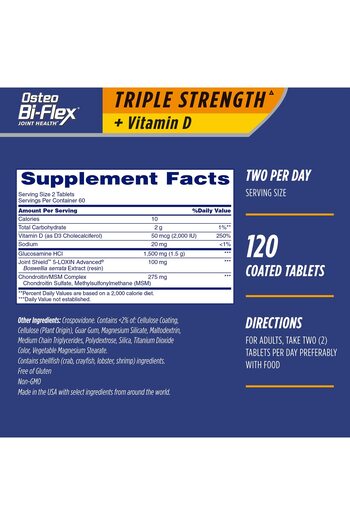 Osteo Bi-Flex Triple Strength Glucosamine Chondroitin with Vitamin D, Joint Health, 120 Coated Tablets