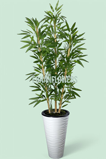 ERHAN FLOWERS ÇİÇEK & DEKORASYON 150 cm ıslak doku bambu ağaç kumsal vazo saksıda
