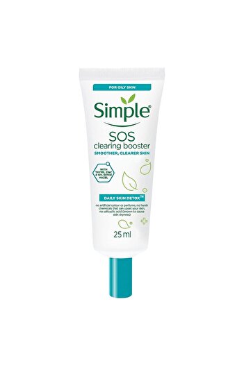Simple Daily Skin Detox SOS Clearing Booster with Thyme, Zinc, Witch Hazel - 25ml, Shine & Blemish Control