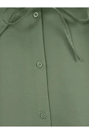 Modamorfo Poplin Shirt with Stand Collar and Cape Detail -Çağla Y.