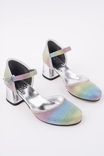 MUGGO Else Ankle Strap Glittered Girl's Low Heeled Shoes