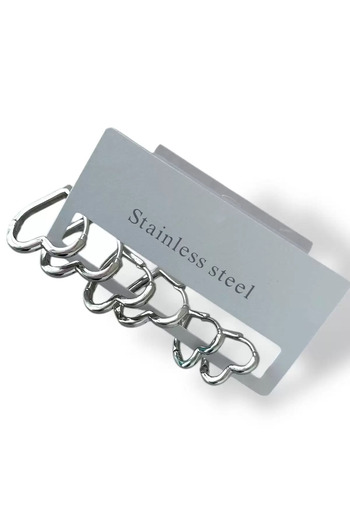 Vitastyle Set of 6 Heart Figured Steel Earrings in 3 Different Sizes