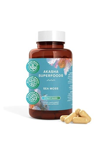 Akasha Superfoods Organic Irish Moss, Bladderwrack & Burdock Root Capsules - 60ct with BioPerine