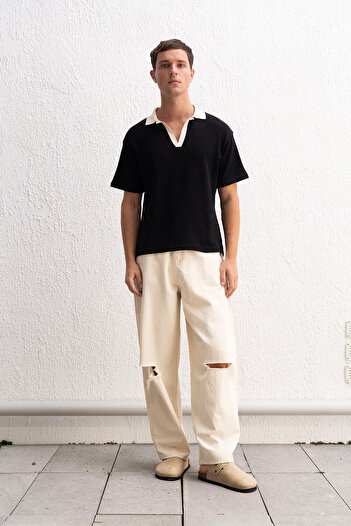 GIESTO Μαύρο T-Shirt Polo Neck
