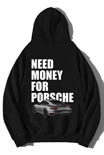 BRZ COLLECTION Unisex Oversize Φούτερ με Κουκούλα Need Money For Porsche