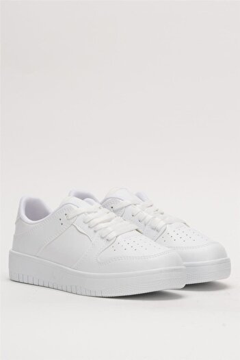 Liger Unisex Bağcıklı Spor Sneaker Ayakkabı BEYAZ - BEYAZ