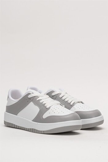 Liger Unisex Bağcıklı Spor Sneaker Ayakkabı BEYAZ - GRİ