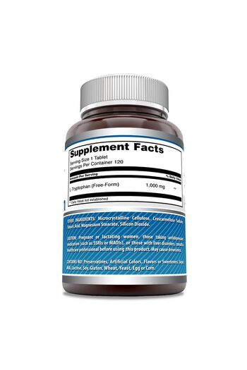 Amazing Nutrition Amazing Formulas L-Tryptophan 1000mg | Non-GMO, Gluten Free, USA Made (120 Tablets)