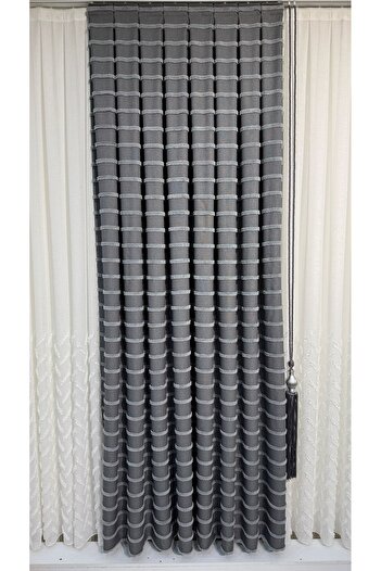 Fon Dünyası Elegant Gray Panel Background Curtain (Single Wing)