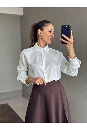 Forlady Butik Kahverengi Godeli Yandan Yırtmaçlı Cepli Kadın Midi Boy Etek