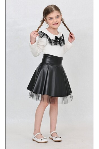 Trendy Mall GIRL'S Leather Skirt Suit
