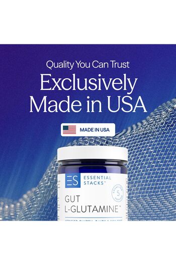 Essential Stacks Gut L-Glutamine Powder - Made in USA - Pure for Gut Health (60 Servings, Unflavored)