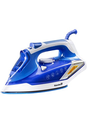 Hausberg Iron HB-7880BL, 2300W, Ceramic coated soleplate, 400ml water tank, White/Blue