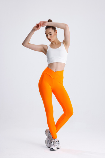 FV Knitted Ribbed High Waist Front Cross Stretchy Tights