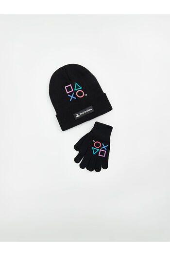 LC Waikiki Lcw Printed Boy's Beret and Glove Set