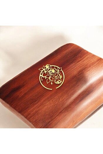 Fivy Gold Color Rose Detailed Metal Bookmark