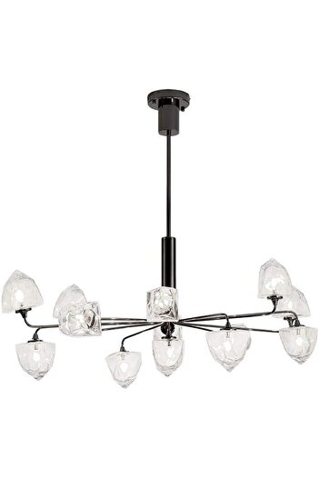 A F N LIGHTING Black Crystal Chandelier, 11-Bulb Luxury Hanging Lamp, 100cm Diameter Modern Pendant Light