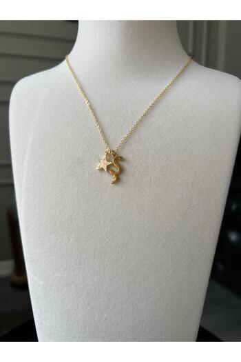 Store Letter S Necklace - with Star Charm and Chain