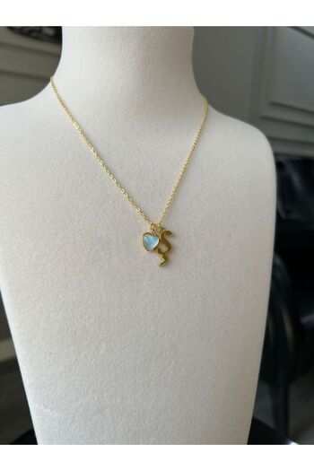Store Letter S Necklace - Heart Shaped Charmed Steel Chain