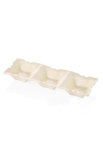 decovien 3-Piece Tulip Patterned Embossed Tulip Motif Ceramic Snack Bowl, Gift Snack Bowl