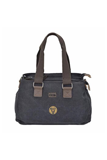 ÇÇS 31320 Three Compartment Canvas Women's Hand and Shoulder Bag Black